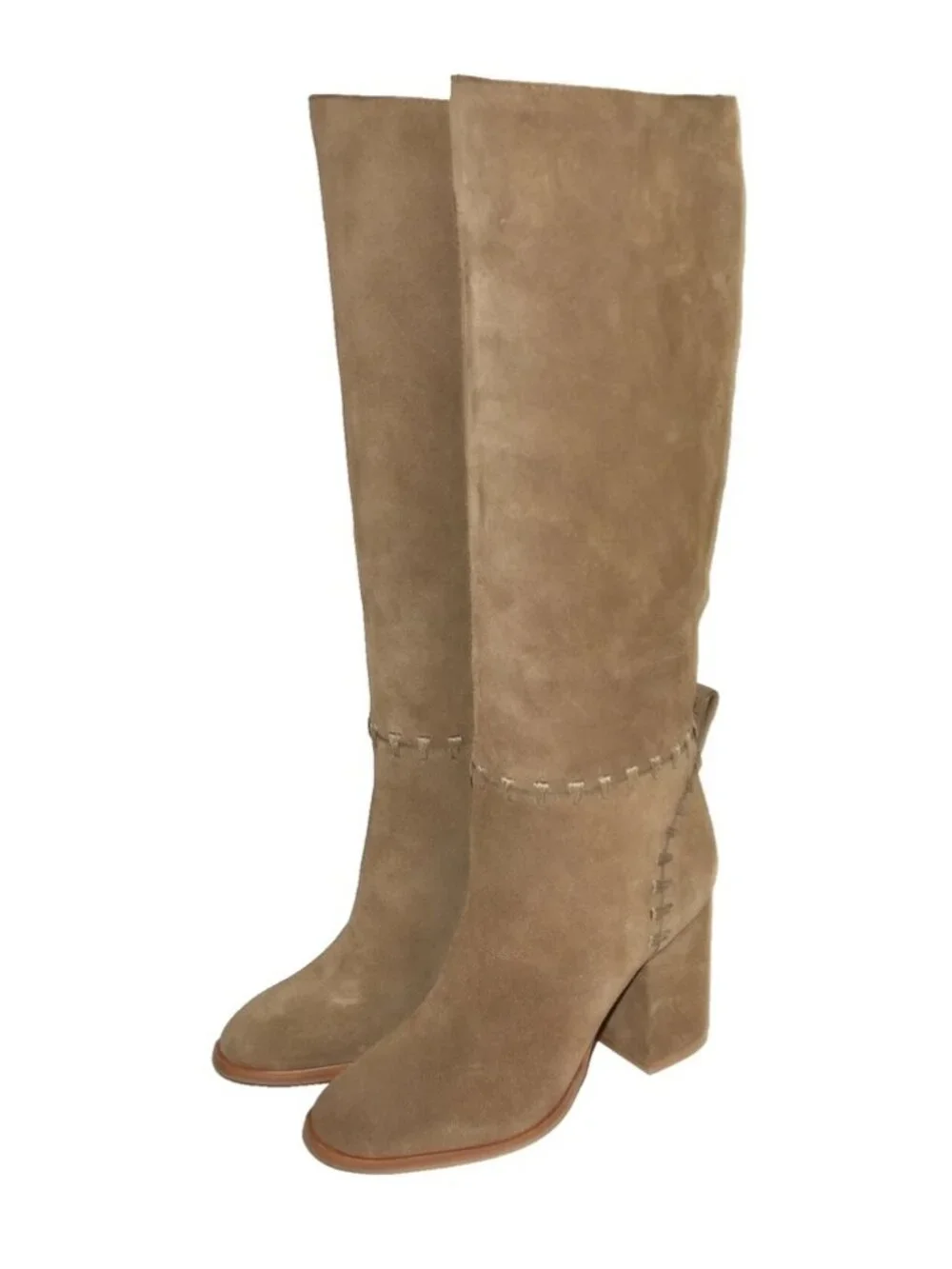 New Tory Burch Contraire Block Heel Suede Boot River Rock Brown Sz 5 DD19